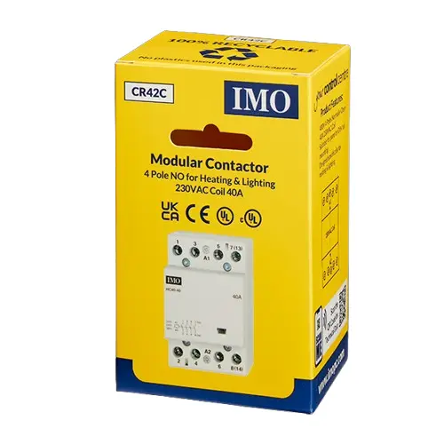 CR42C is a 40A 4 pole, 240VAC contactor with N/O contacts.
