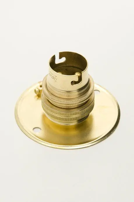 Bayonet Cap BC - B22 Round 2 Hole Brass Batten 50mm Lampholder