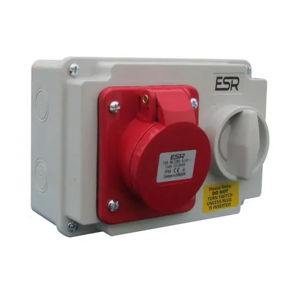 ESR 16a 415V 5 Pin (3P+N+E) Red Industrial Switched Interlock Socket IP44