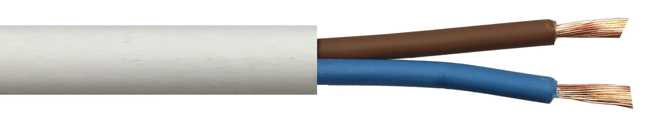 3182Y 0.75mm Flexible Power White PVC (H05VV-F 2X0.75) (Cut Length Sold By The Metre)