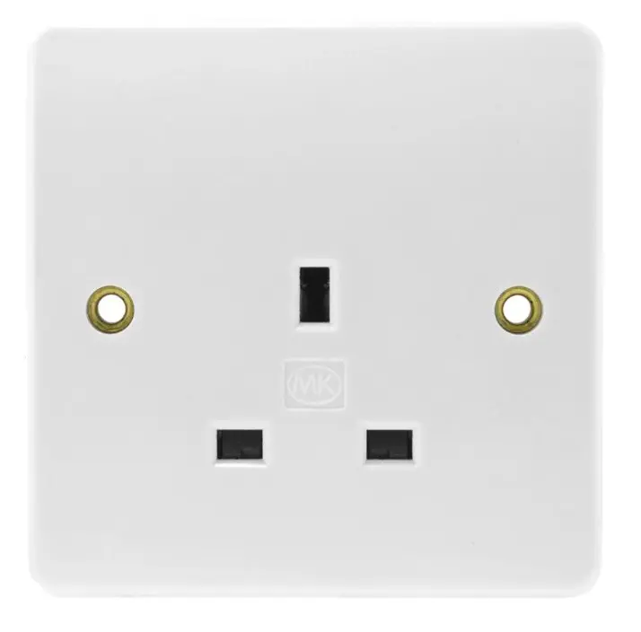 MK Logic Plus K780WHI 13A 1 Gang Unswitched Socket white.
