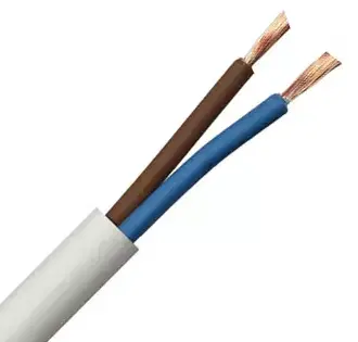 2182Y 0.75mm Flexible Power White PVC (H03VV-F 2X0.75) (Cut Length Sold By The Metre) 