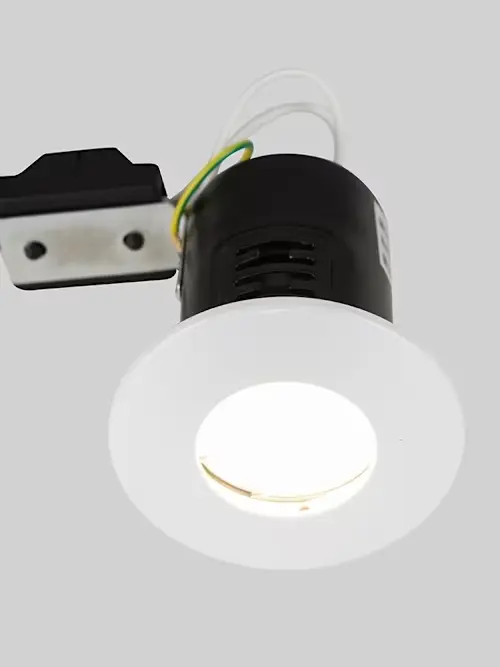 Domed Bezel IP65 White GU10 Fire Rated Bathroom Downlight