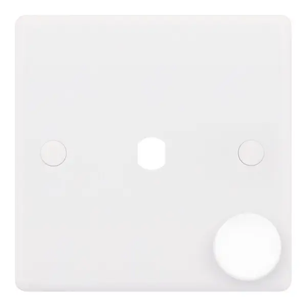 Selectric Smooth Edged White Moulded 1 Aperture Empty Dimmer Plate with Knobs 
