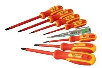 Slotted/Phillips VDE Insulated Electricians Screwdriver Set &amp; Mains Voltage Tester