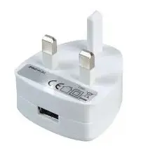 USB Mains Charger, 1 Port, 1x USB A, 6W, White