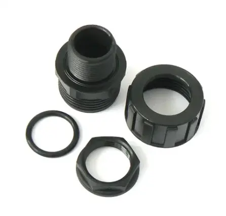 PVC Conduit Gland Two Part IP68 with Locknut M25 Black 