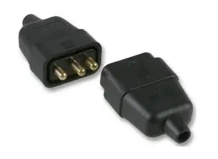 3 Pin In-Line Rubber Connector, 10A, Black