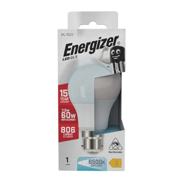 Energizer LED GLS B22 (BC) 806lm 7.3W 6,500K (Daylight)
